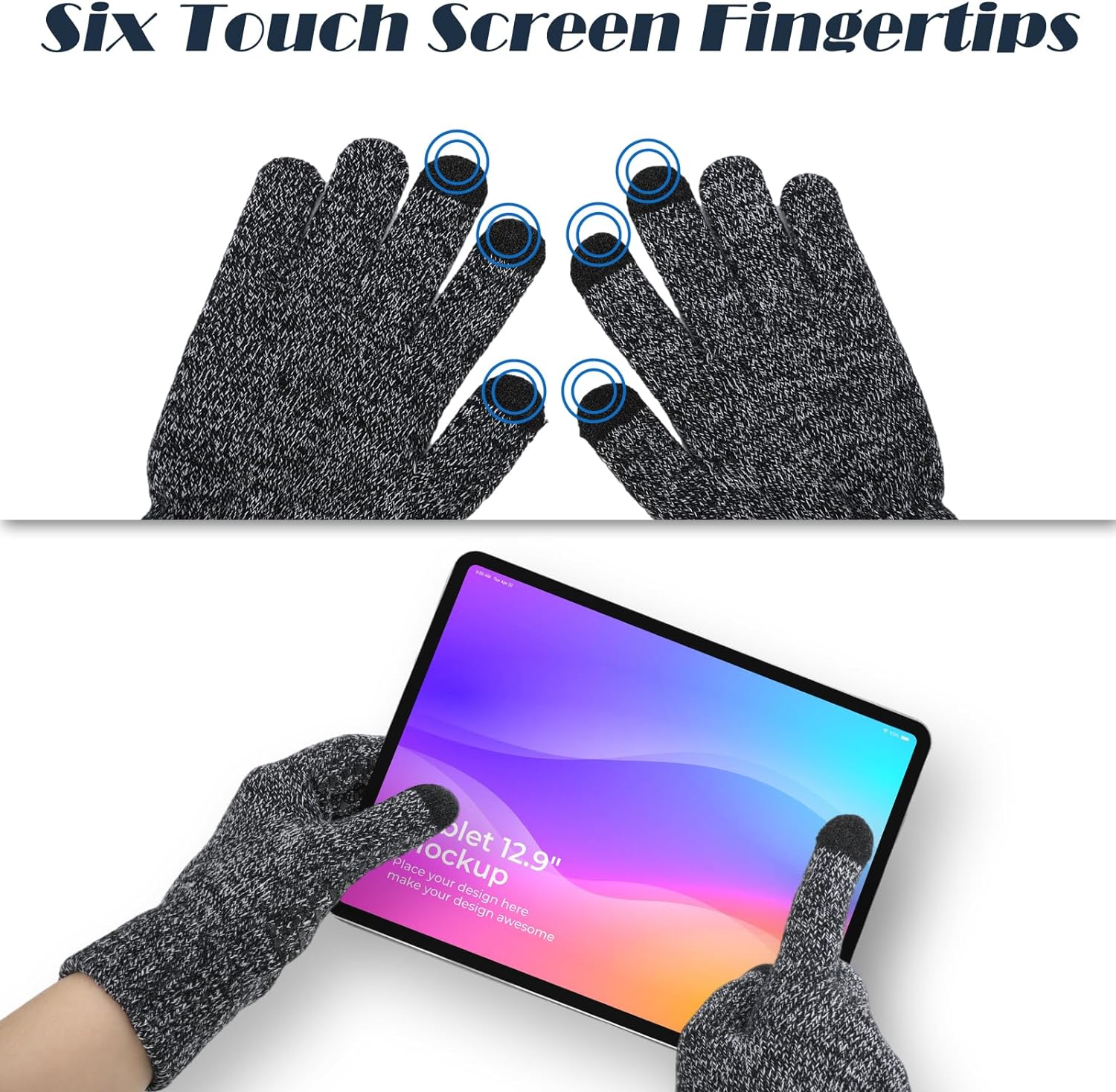 Ymomode Winter Gloves for Men Women 2 Pairs Upgraded Touch Screen Cold Weather Thermal Warm Knit Glove for Running Driving - Image 5